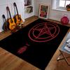 Red Pentagram Goat Emblem On Black Background Patterned Carpet a Non Slip Rug Suitable for All Seasons and Any Setting, Gift
