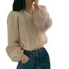 Korean Korean ins style long-sleeved shirt women's spring and autumn new French retro hollow embroidered loose and thin top