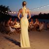 New Neck Strap Mesh Stitching Streamer Long Dress Dress Style Dress