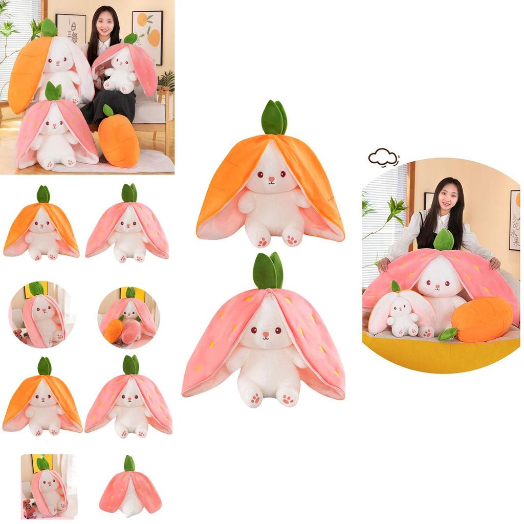 Creative Children's Bunny Doll-transforming Plush Toy With Carrot And Strawberry Options