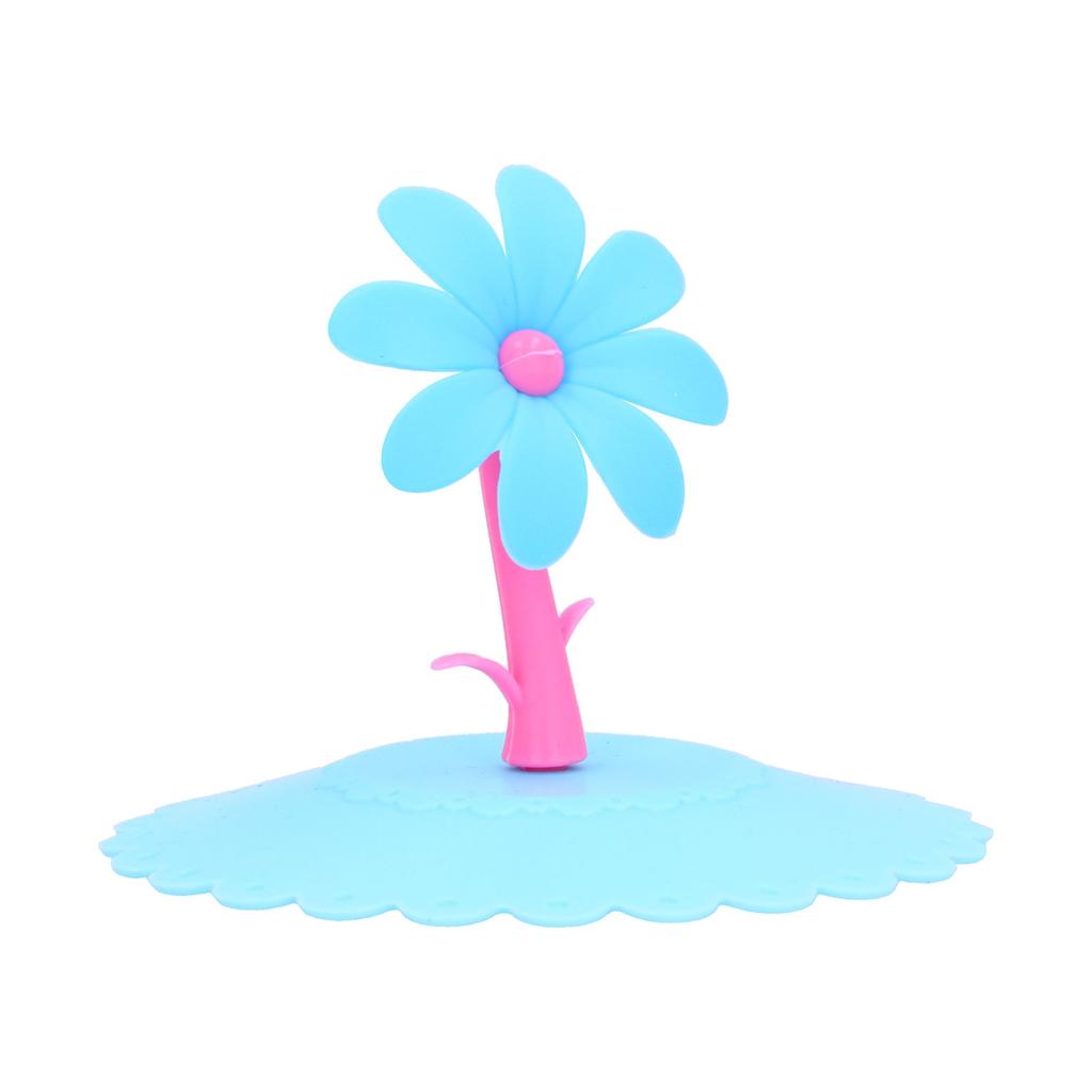 Silicone Lid Dustproof Hot and Cold Beverage Cup Cover with Flower Shape Handle for Kitchen Home