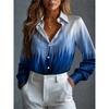 Damen Langarmshirt für Herbst 2026 Stilvoller 3D-Farbverlauf Druck Button-Down Street-Style Urlaubs-Vibe Lässiges Damen Oberteil