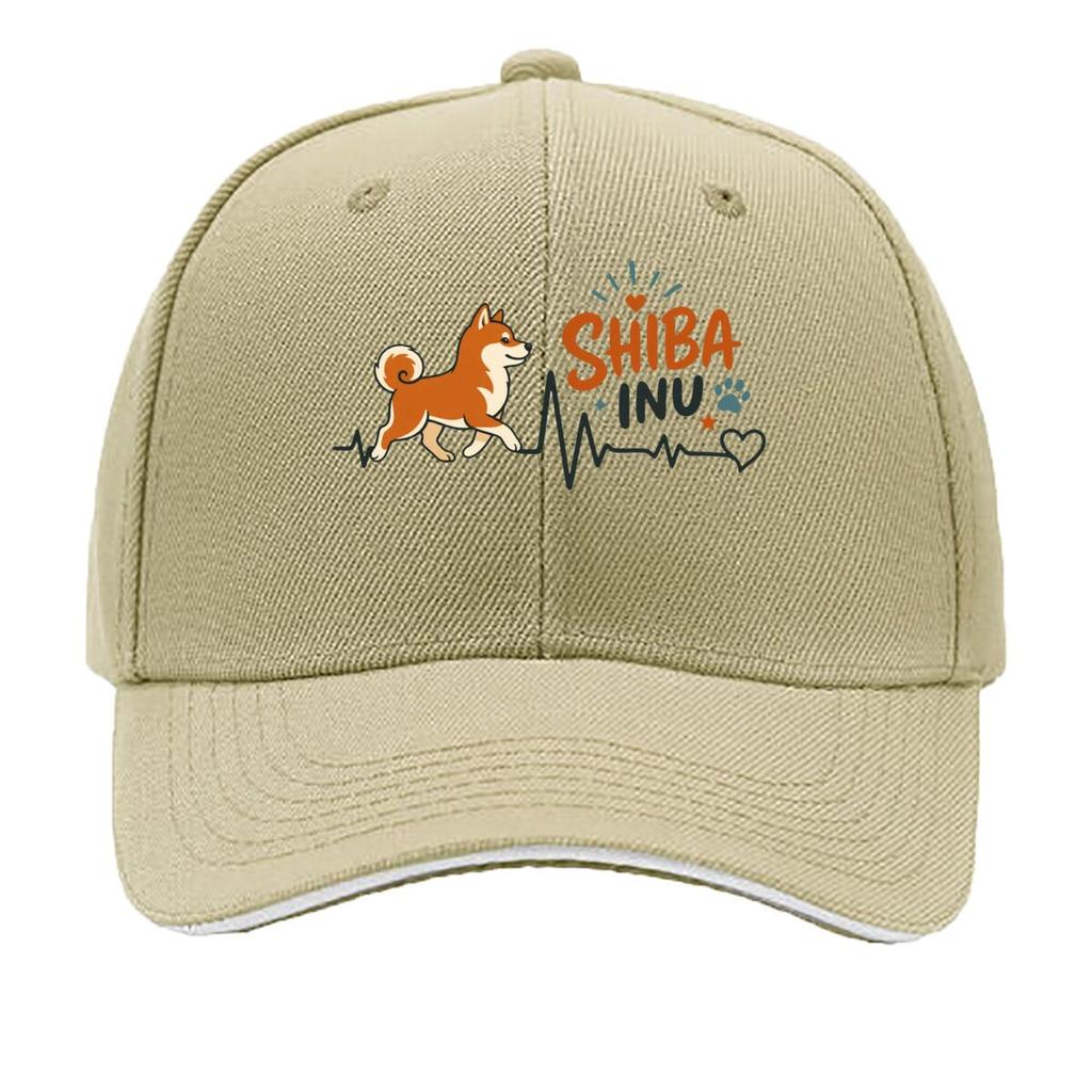 Shiba Inu Pulse Line Silhouette Hip Hop Hat Fashion Outdoor Sports Sandwich Baseball Cap