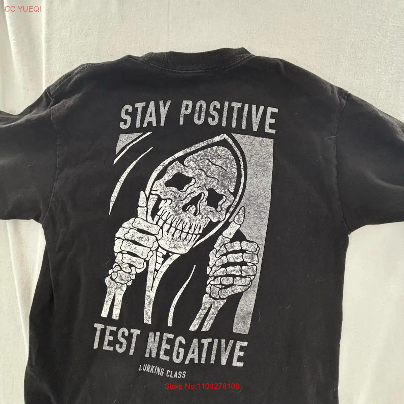 

Lurking Class Stay Postive Test Negative T Shirt Medium vintage Washed homme Stylish Versatile Slightly Unisex Casual S разноцветный
