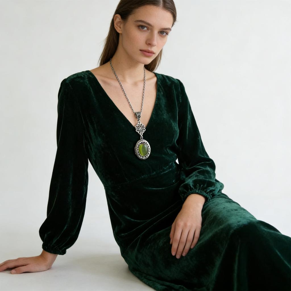 Oval Pendant Necklace For Women Vintage Red Quartz Crystal Clavicle Chain Jewelry Accessories for Party