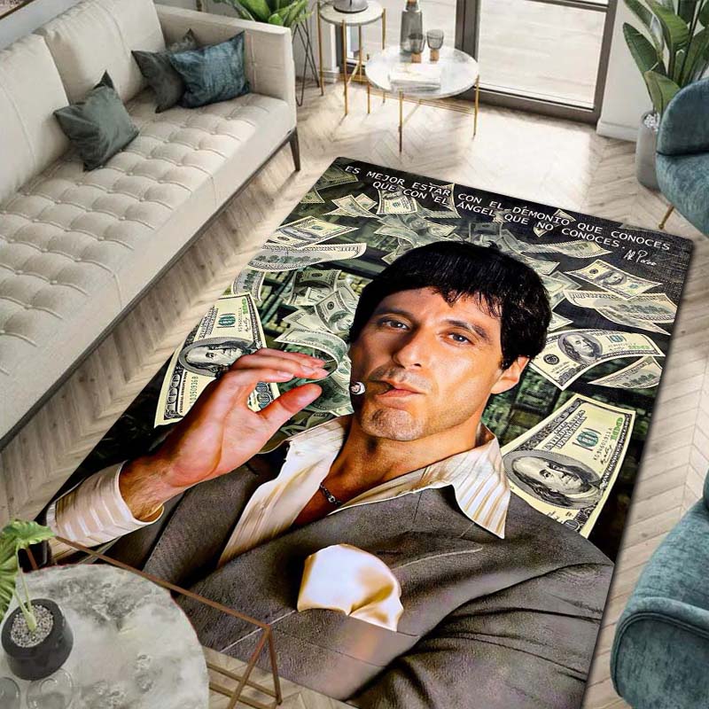 Tappeto Tappeto Movie 3D Printing Scarface Tony per Camera da Letto Soggiorno Casa Decorazione Divano, Tappetino Gioco Bambini Grande Decorazione Pavimento Regalo
