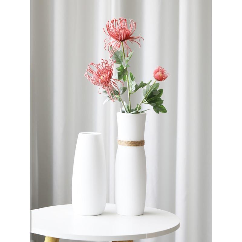Minimalist White Ceramic Vase Set of 2, Nordic Modern Boho Style Decorative Vase, Ceramic Aesthetic Home Decor Vase for Lego Flower Pampas Grass Plant