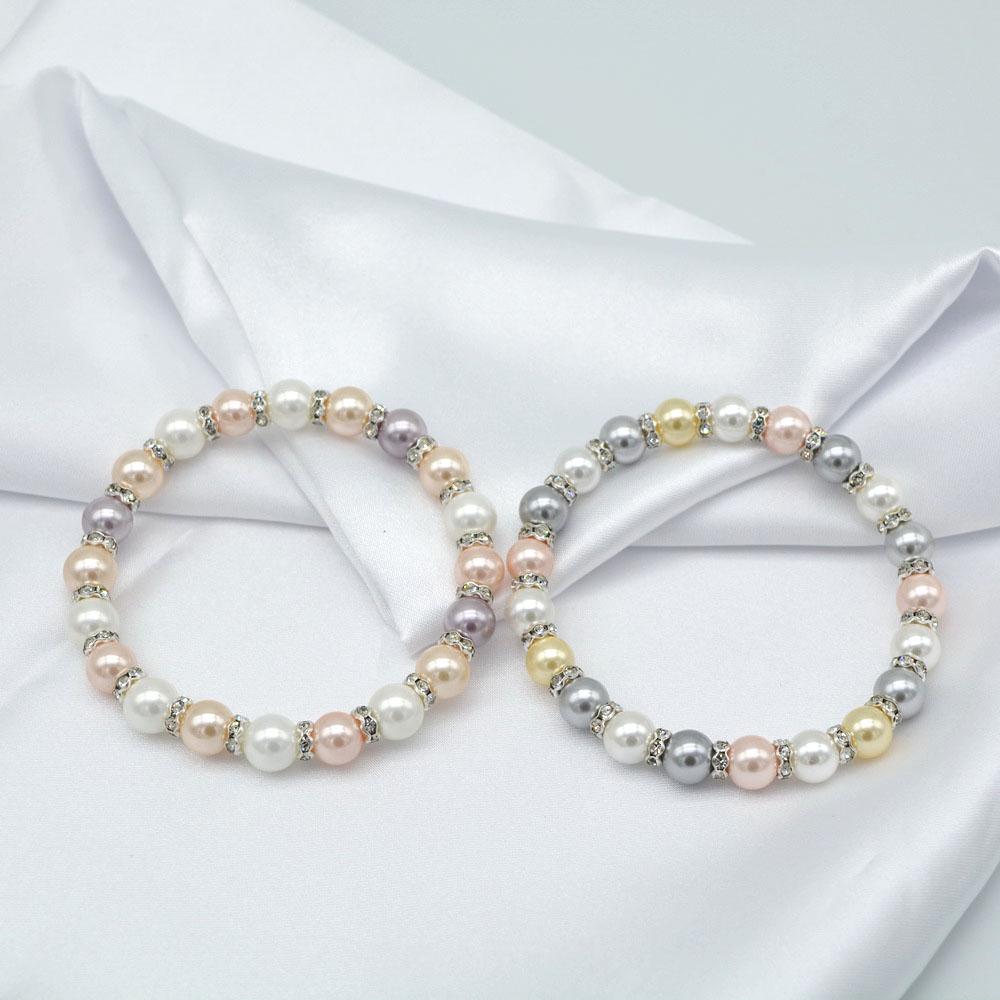 Ladies Bracelet 8mm Colorful Shell Pearl Bracelet Round Marine Mother of Pearl Bracelet Girls Cute Candy Bracelet