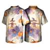 Men's Halloween Print V-Neck Short Sleeve Pocket Scrub Top for Caregiver Uniform