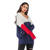 Women's V-Neck Sweater, Color-Block, Loose Fit
