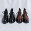Brand Outdoors Men's High-quality Leather Glossy Comfortable Thick Soled Shoe Men Retro Casual Side Zipper Lace Up Boots