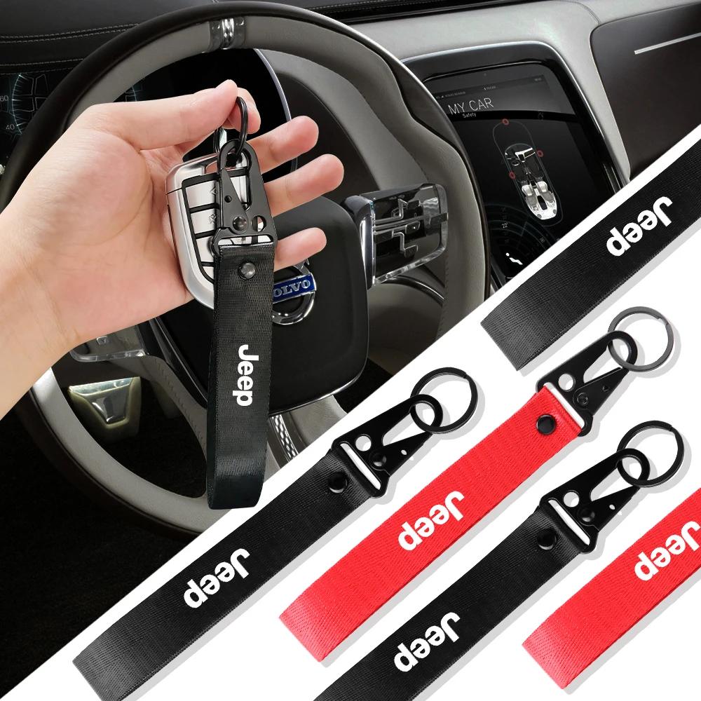 Per Chiave Auto Jeep Striscia Portachiavi in Nylon Distintivo Portachiavi Anello Portachiavi Per JEEP GrandCherokee Renegade Wrangler Compass Patriot A