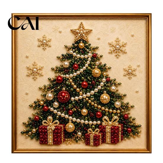 Beginner Friendly Faux Pearl Art Kit Xmas Painting Kit, Christmas 3D DIY Creative Winter Activities Holiday Craft Project for Adults, Festive