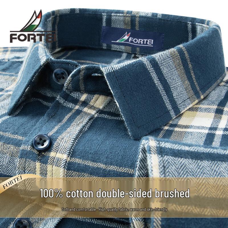 Мужская теплая клетчатая рубашка Futing из 100% хлопка, двусторонняя, с начесом 39