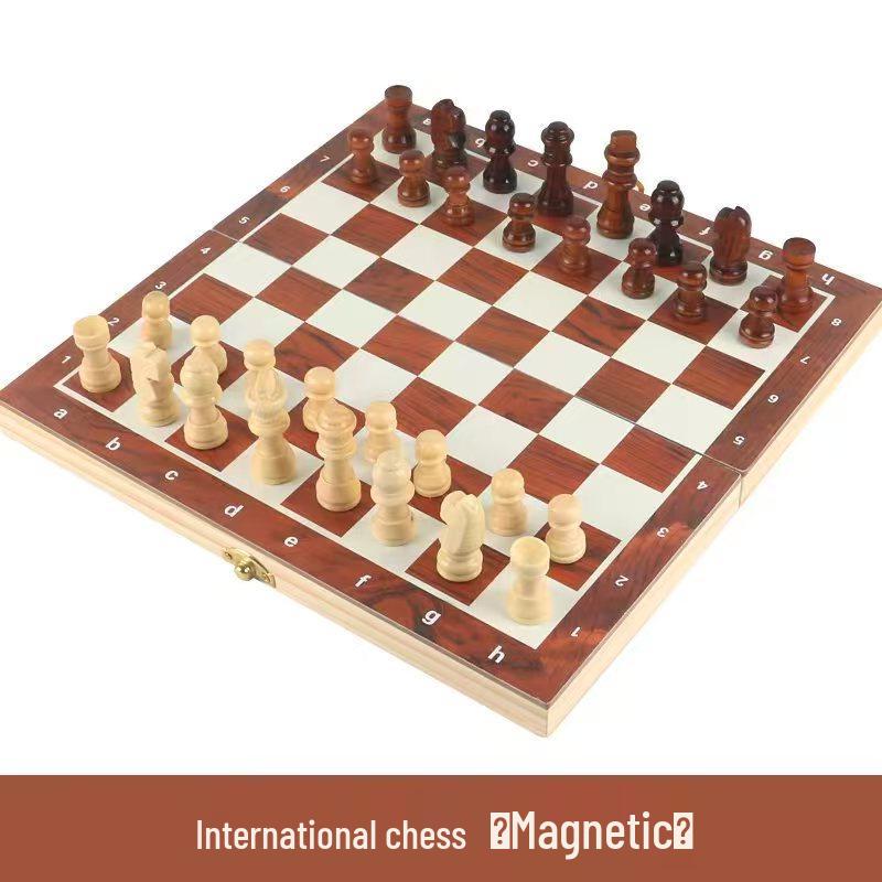 Solid Wood Foldable Double Queen Chess Set for Adults & Children