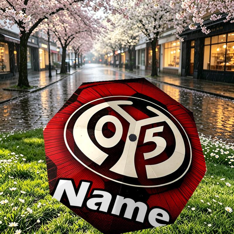 Custom Name Personalized 05 1FSV Mainz 05 Print Umbrella, Auto Open Close, 8‑Rib Sturdy Frame, Commute Camping Hiking Use, Birthday Gift