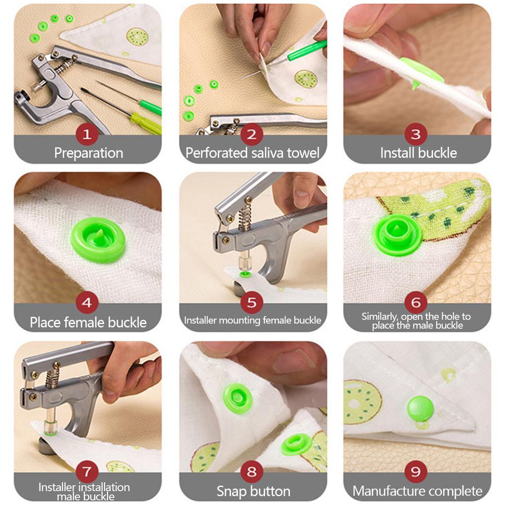 Snap Button Kit Plastic Snap Set T5 Clothing Snap Fastener Tool Multicolor Resin Press Stud Cloth Tool Kit for Clothing Crafting