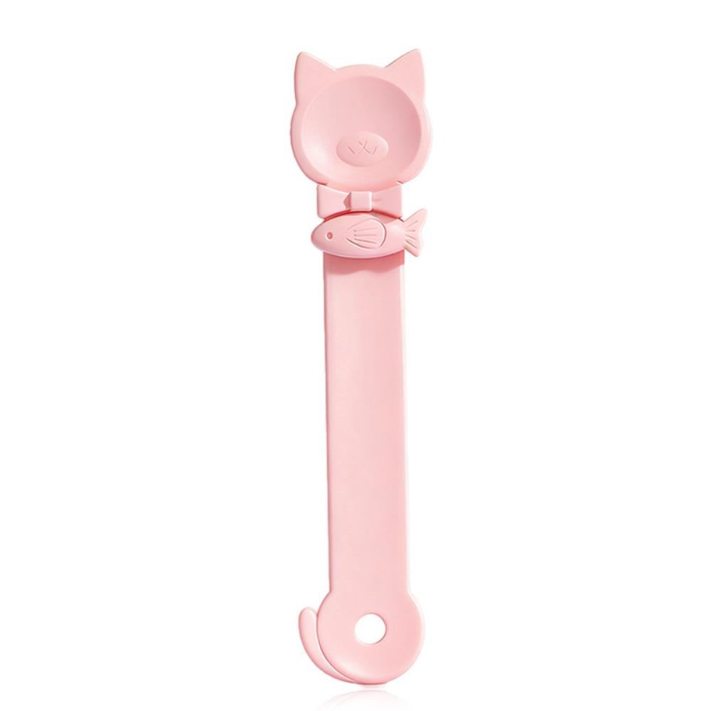 Squeeze Design Cat Treat Spoon Easy Feeding Cat Tail Design Lickable Treat Spoons Portable Multi-Functional Pet Food Spoon розовый