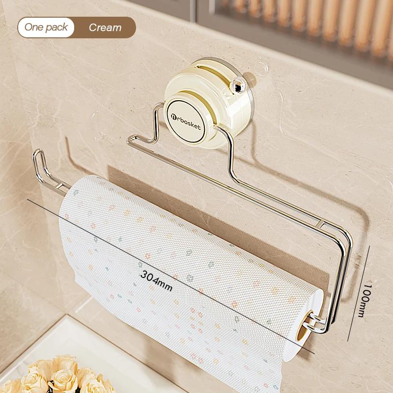 

Стеллаж для хранения в ванной с прочной присоской, без пробивки, настенный держатель для салфеток для ванной комнаты и кухни для многофункционального хранения бежевый