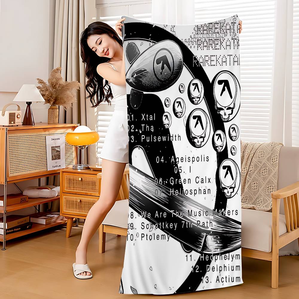 Pop Band A_Aphex T_Twin Anime Beach Swimming Towel Soft Absorbent Washcloth Children's Gifts For Kids Travel Camping Gym