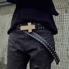 Black Color Punk Studded Belt All-match Cross Hip Hop Belt Fashion Harajuku Style Belt  Daily