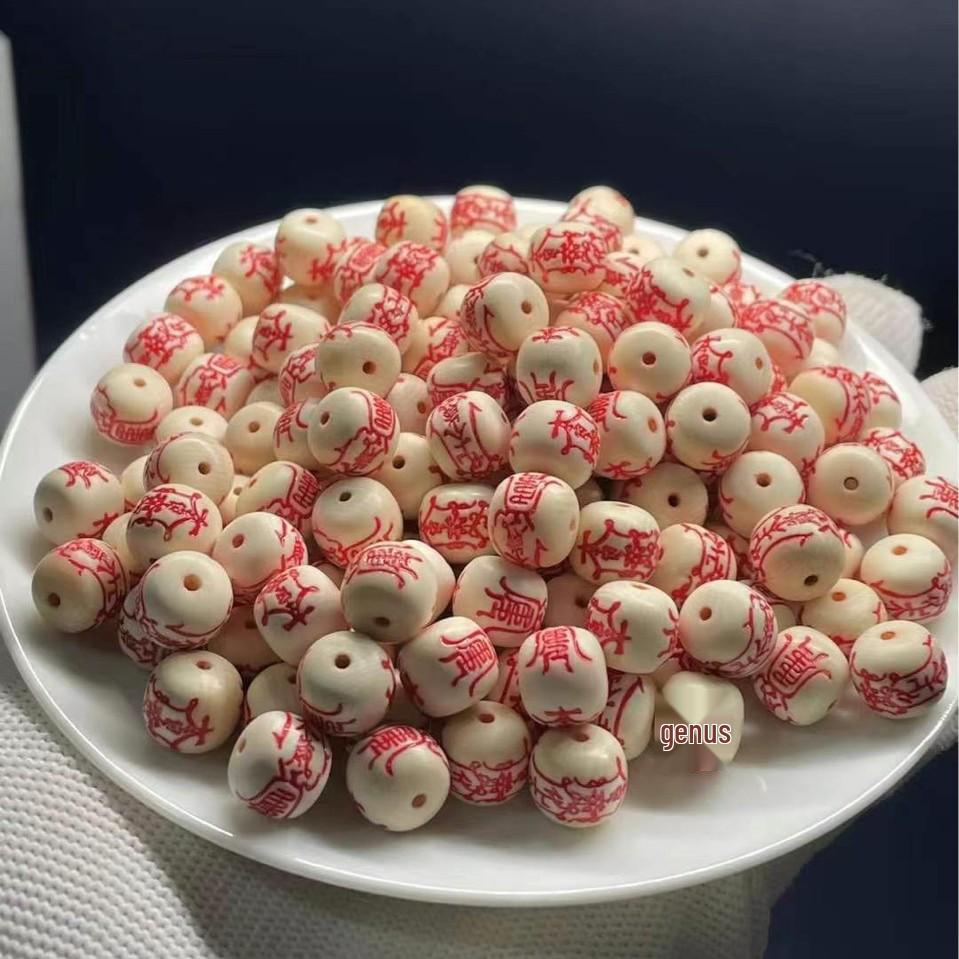 Mammoth Ivory Tai Sui Old-Style Spacer Bead Wenwan Rosary Bracelet