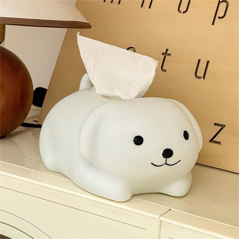 Nordic Adorable Puppy Shaped Tissue Holder Cream Colored Kitchen Counter Organizer Modern Home Decoration Gift Ideas