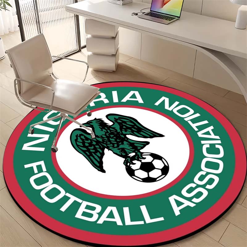Nigeria Football Federation Eagle Soccer Circular Area Rug African National Team Round Floor Carpet Gaming Chair Living Room Bedroom Home Decor Mat