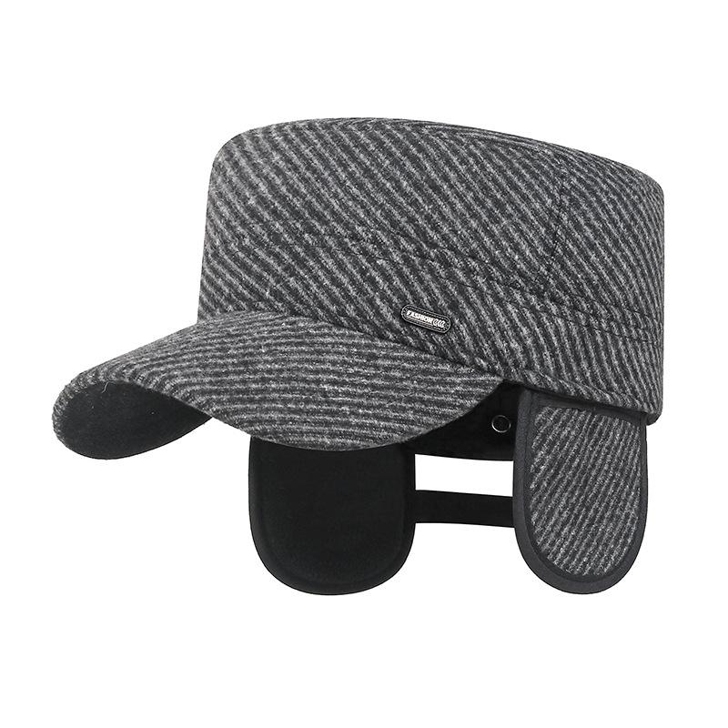 Northwood Autumn Winter Baseball Cap Velvet Warm Woolen Flat-top Hat for Men Thickened Dad's Cold-proof Ear-protecting Flat Top Cap