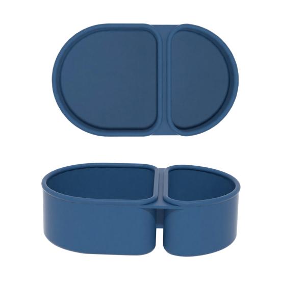 Silicone Microwave Lunch Box with Divided Compartments Foldable Bento Box for Office Travel Food-Grade Leak-Proof BPA-Free Meal Prep Container