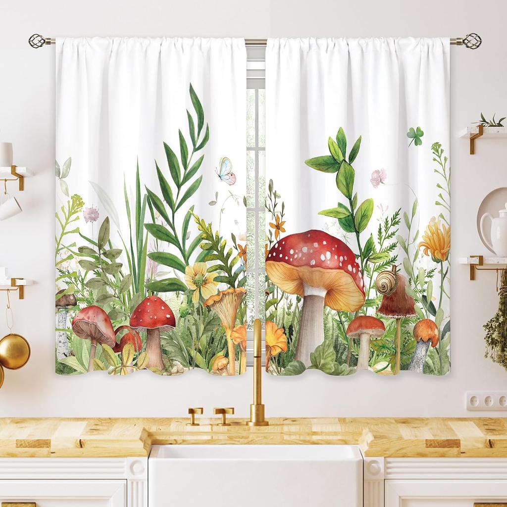 Grüne neblige Waldfenstergardinen Natur Kiefernwald Berglandschaft Vogelgardinenschals Aus Polyester Mit Stangentasche Waschbar