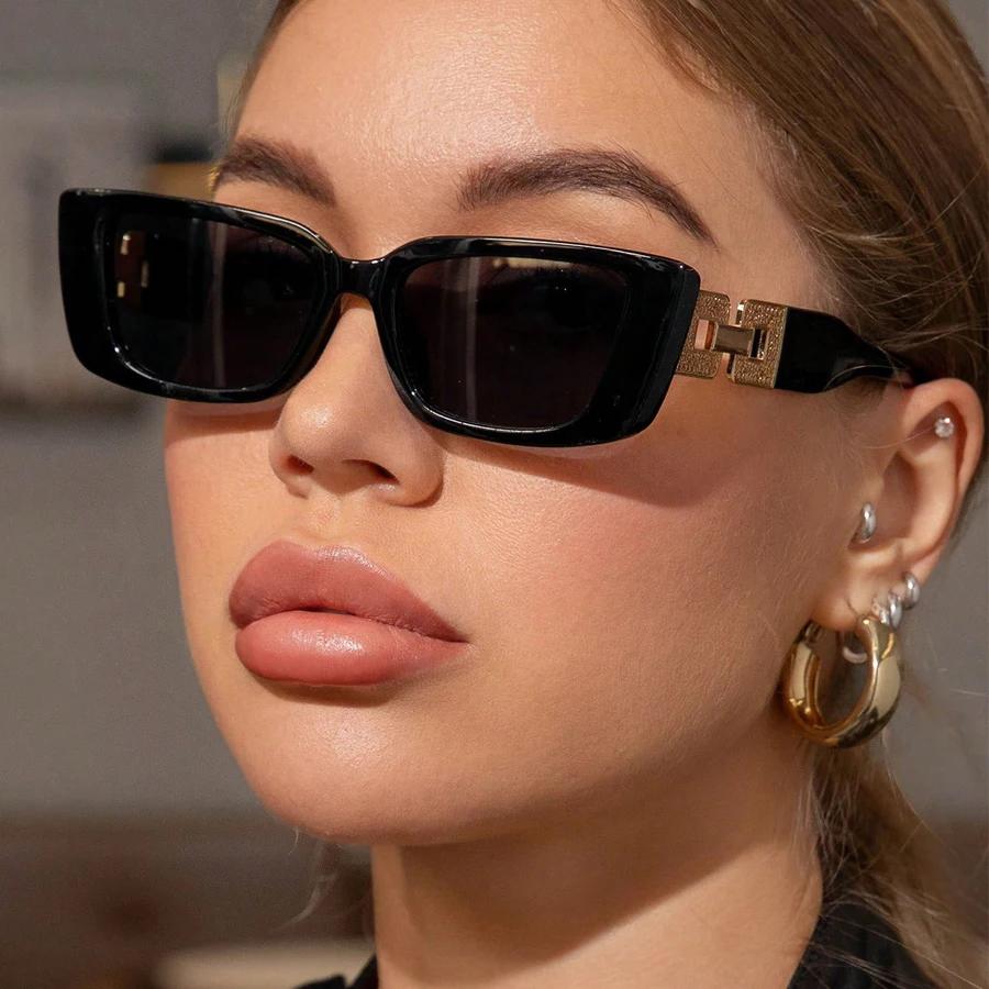 Fashion Square Frame Sunglasses Men Women Outdoor UV400 Shades Street Po Sunglasses Metal Chain Legs Classic