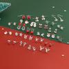 S925 Sterling Silver Reindeer Snowflake Red Earrings - Christmas Series Studs for Women