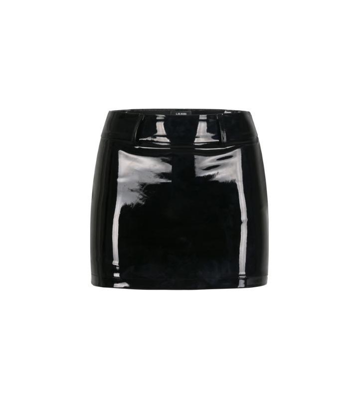 Ssideuneuwa Women'S Patent H-Line Skirt (Black)