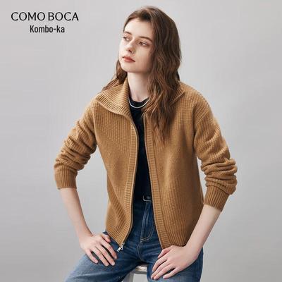 Komongboka Women's Thick 100% Wool Zip Cardigan