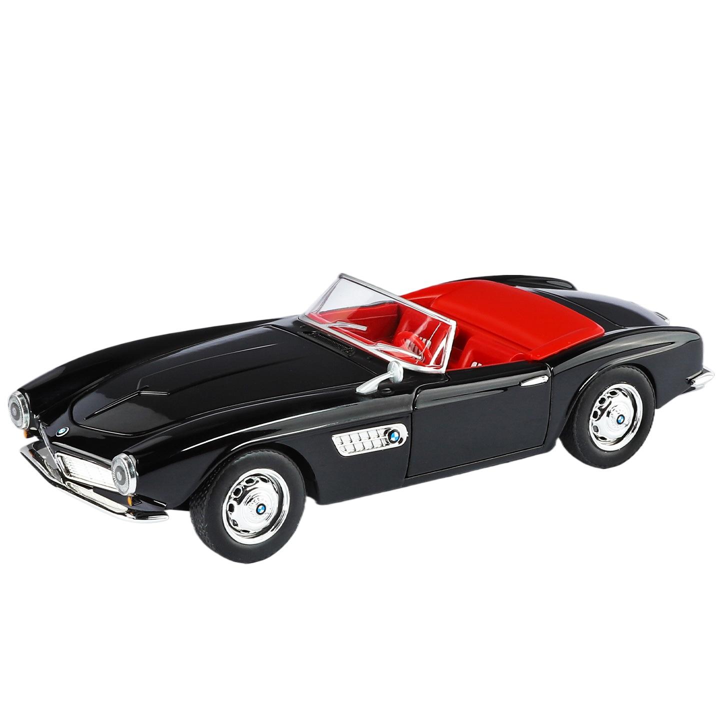 

1/24 BMW 507 Металлическая модель автомобиля Звук и свет Simulation Металлический литой корпус Коллекционные игрушки Детские подарки Праздничное украшение чёрный