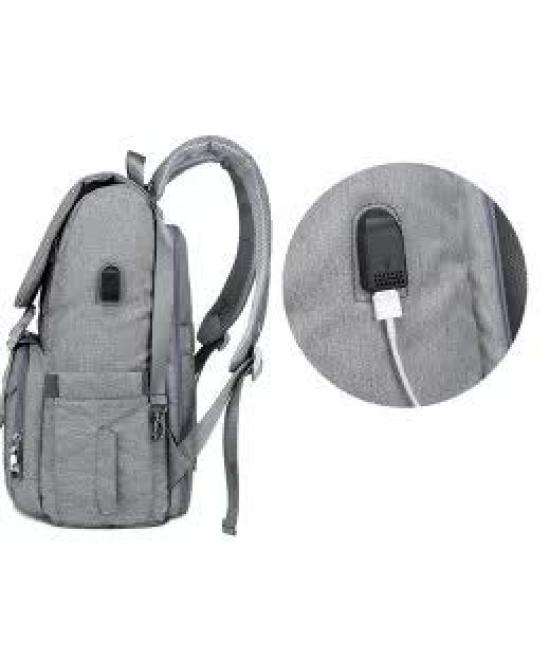 [iMoha] Large Capacity Stylish Mother's Backpack, BlackGray, Women's, USB Port, 3D Mesh Breathable Back Mat, Waterproof Fabric, Stain-Resistant, Baby