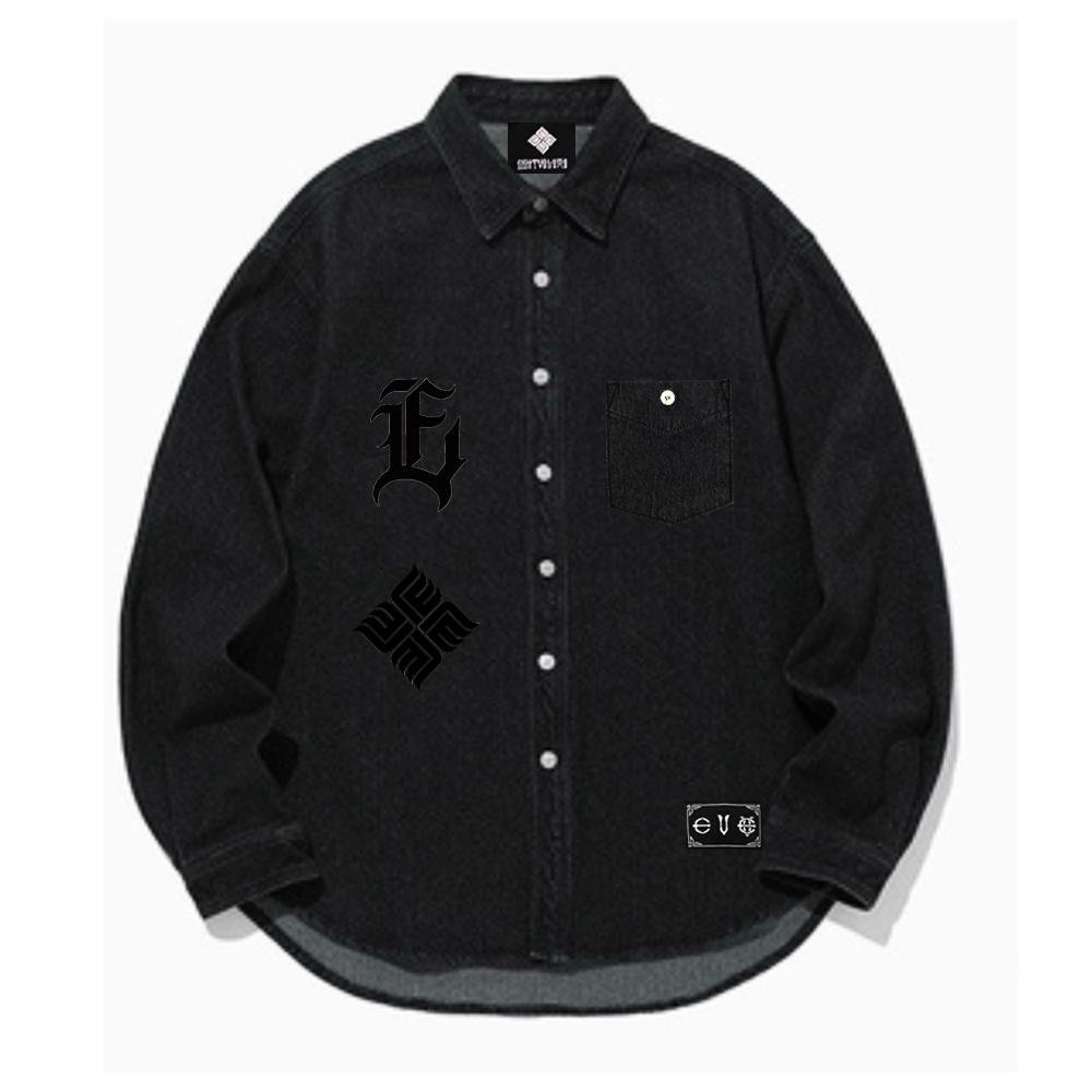 Eight Volume Ev Black Emblem Denim Shirt Black/One Size