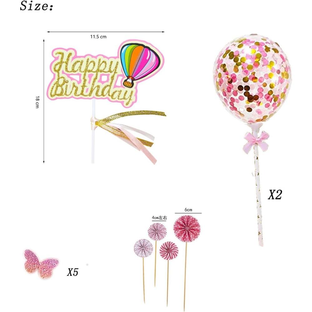 Rainbow Cake Topper Set with Balloons Cloud Butterfly Girls Birthday Party Decor
