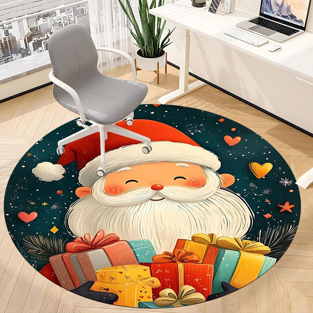 1PC Christmas Gifts Office Round Area Rug, Mat Suitable For Office, Under Office Chairs Bedroom Living Room Home Decor, Room Deco