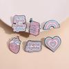 European & American Creative Cartoon Rainbow Heart Juice Box Metal Badge
