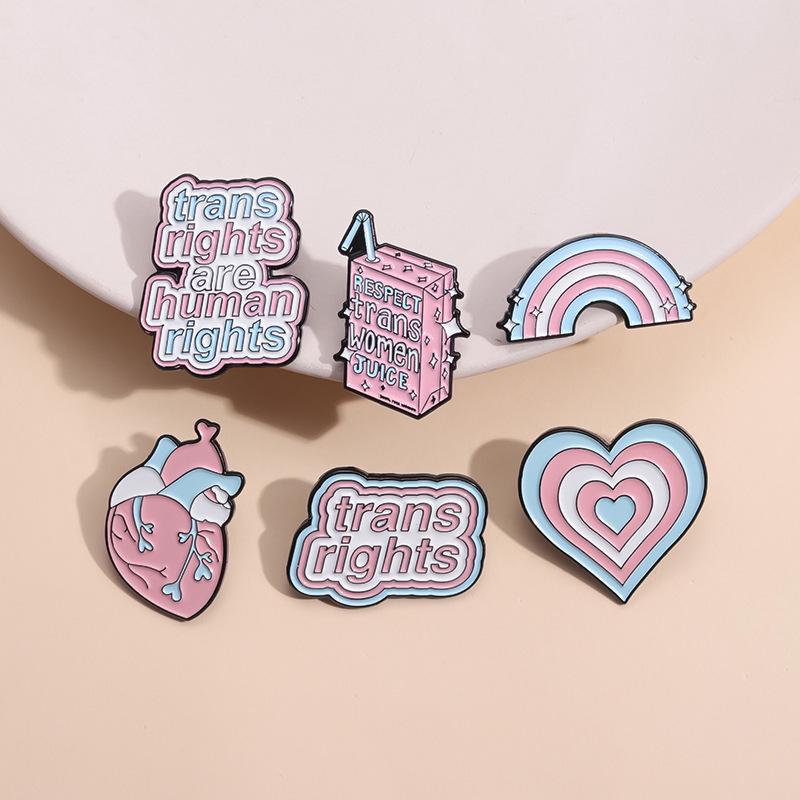 European & American Creative Cartoon Rainbow Heart Juice Box Metal Badge