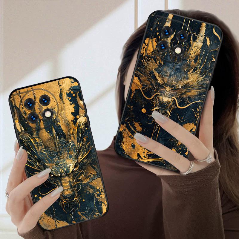 Golden Dragon For OnePlus 8 9 11 12 13 10 Pro 9RT 8T 12R Ace 3 5 2V Nord CE 2 4 Lite N20 SE 30 N200 silicone soft phone case