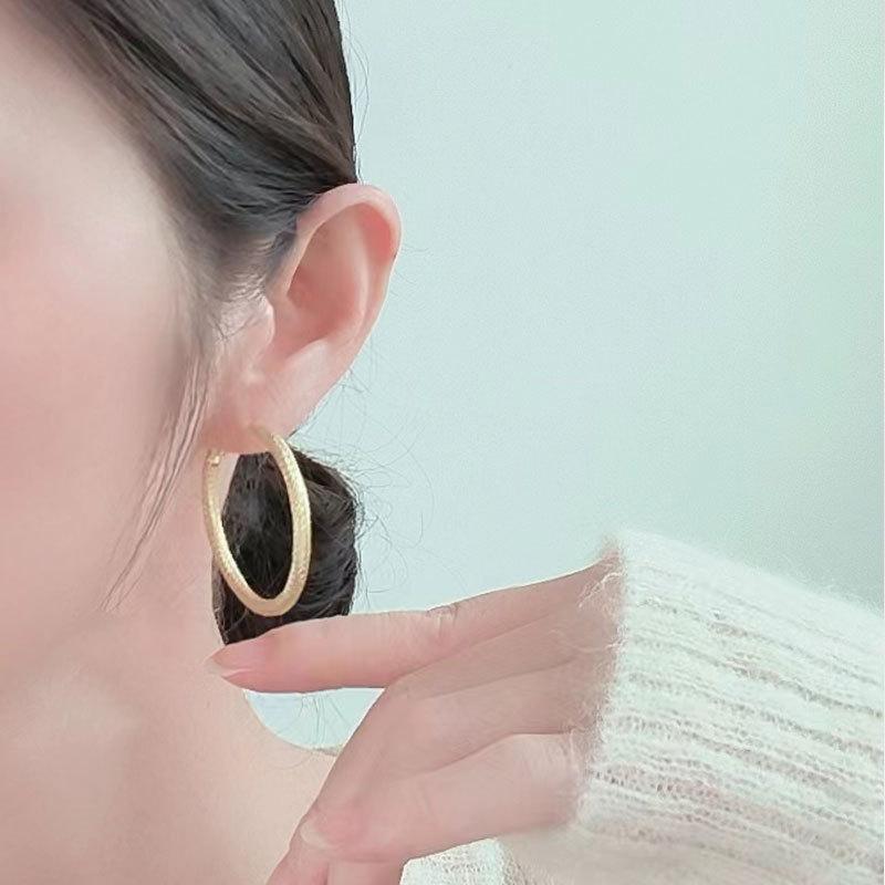 Exaggerated Metal Minimalist Geometric Hoop Earrings Fashionable High End Large Earrings For Women