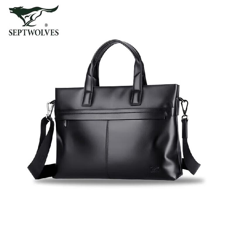 Septwolves Men s Leather Business Briefcase 14 inch