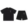 Mens Gradient Letter Embroidered Cotton Tee Shorts Set Streetwear Casual Outfit