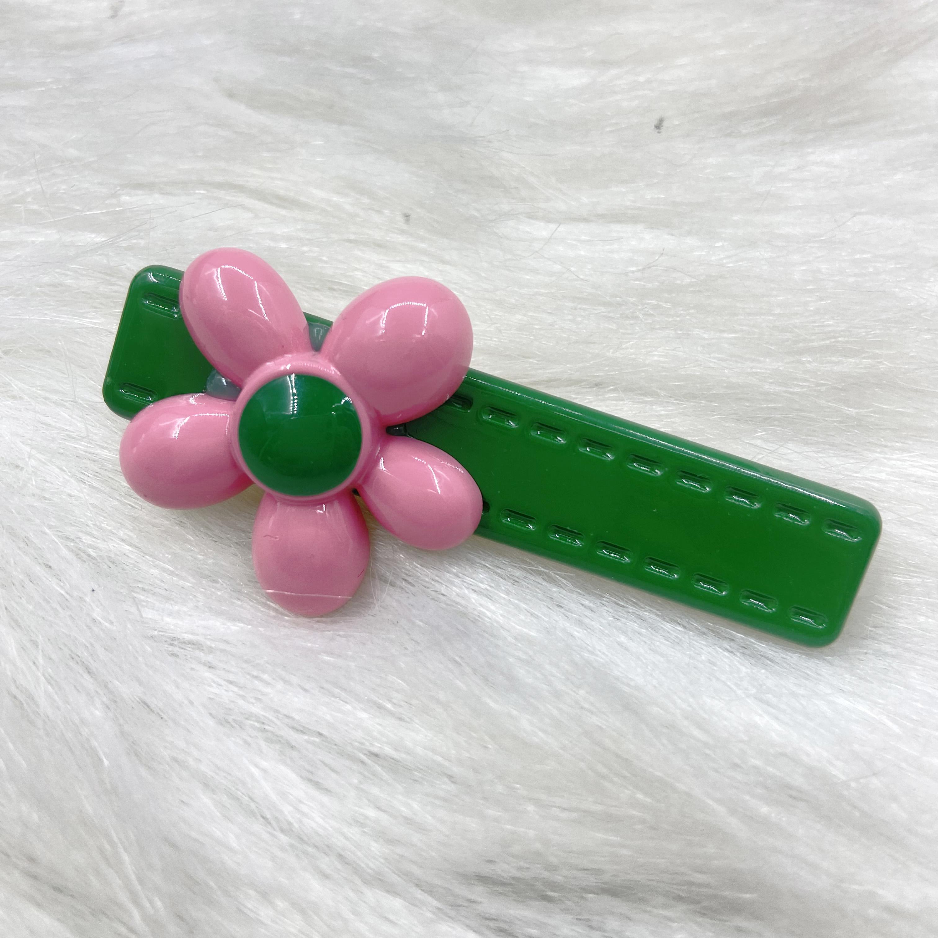 Pink Green Flower Hairpin Cute Girly Heart Duckbill Hair Clips Korean Style Headwear for Women