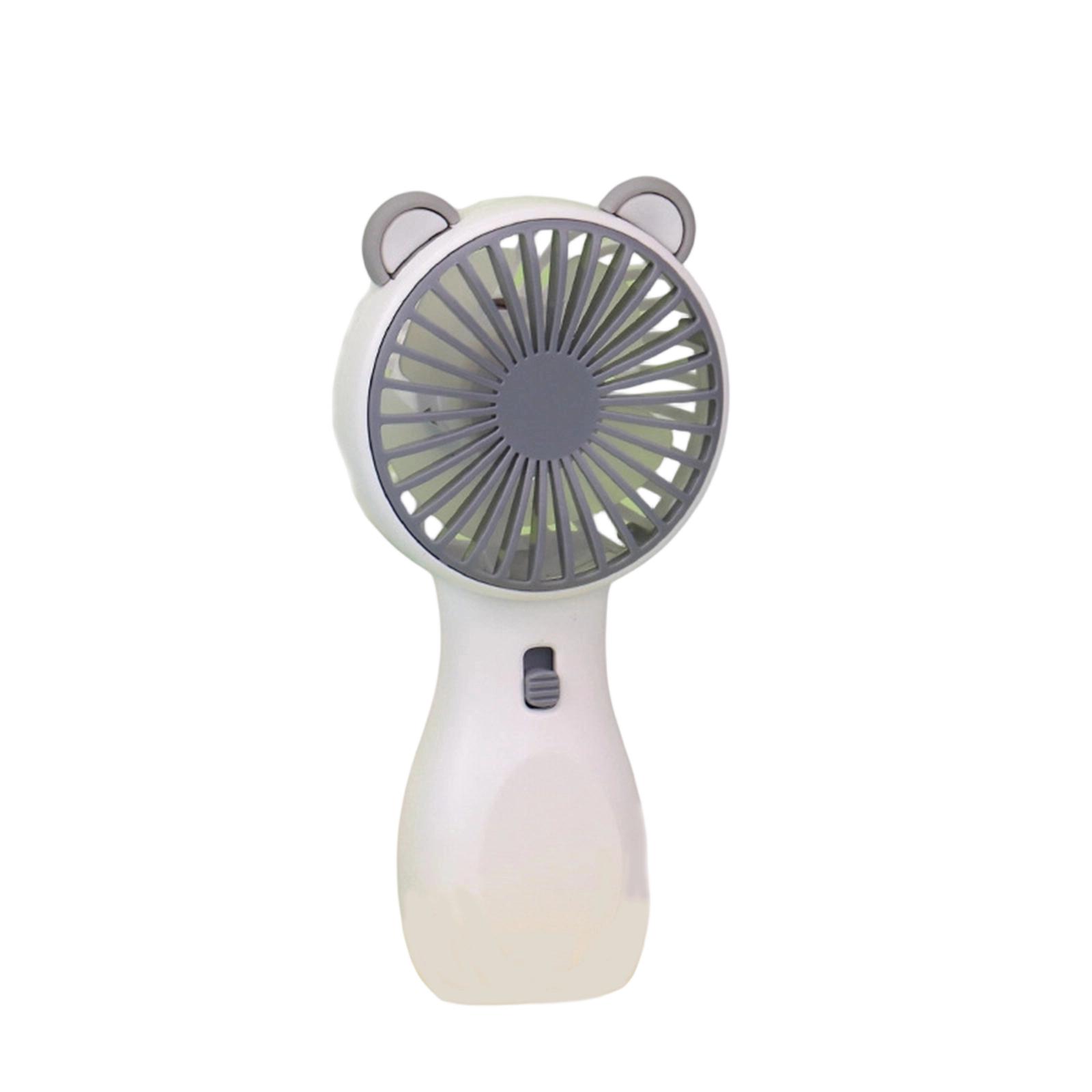 Portable Handheld Fan with Rechargeable Battery and LED Light Cute Animal Design Two Speed Settings and One Hour Runtime with Lanyard one size