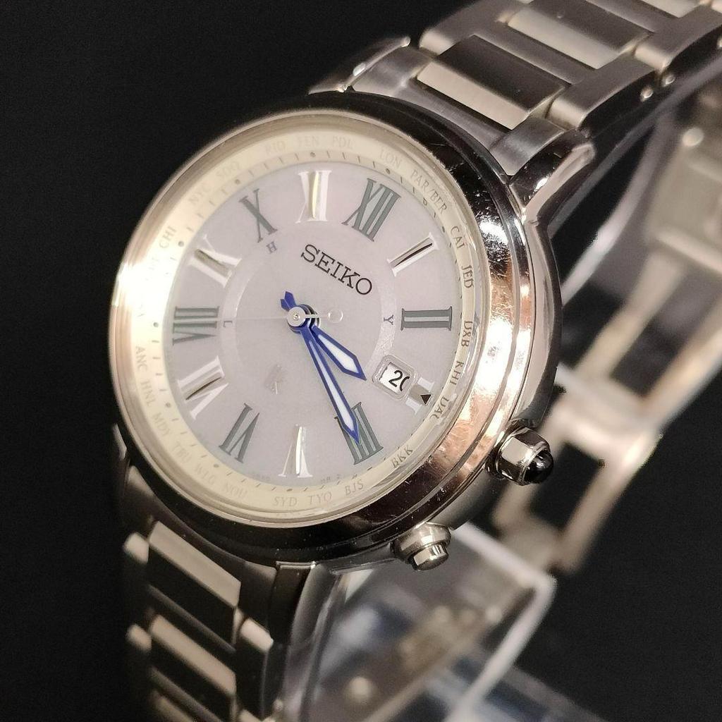 [USED] Seiko Seiko Lucia White Blue Silver Solar Watch