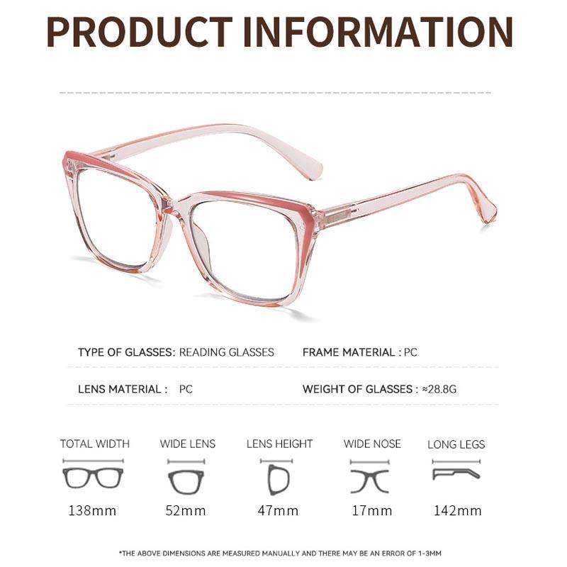 Oversize Cat Eye Reading Glasses Women and Men's Fashion Transparent Frame Anti Blue Light Presbyopia eyeglasses diopter to-4.0